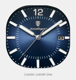 Poedagar Montre à quartz carrée de luxe pour homme, étanche jusqu'à 3 ATM, lumineuse, en acier inoxydable, argentée et verte