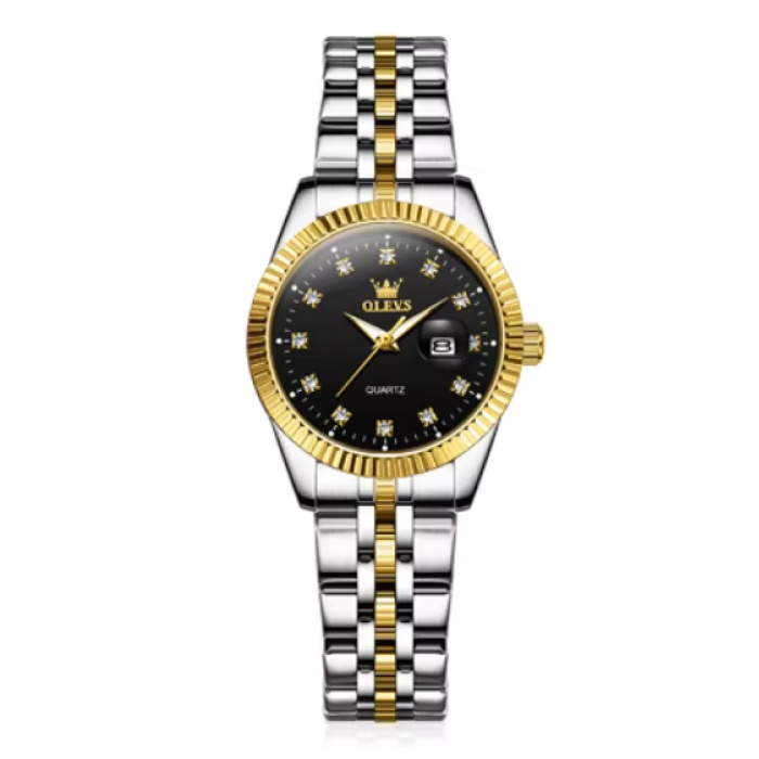 OLEVS 5526 Orologio al quarzo di lusso - Orologio da donna impermeabile 3 ATM - Oro Nero