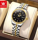 OLEVS 5526 Luxury Quartz Watch - 3 ATM Waterproof Ladies Watch - Gold Black