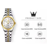 OLEVS Reloj de cuarzo de lujo 5526 - Resistente al agua hasta 3 ATM para mujer - Dorado