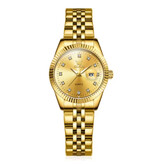 OLEVS Reloj de cuarzo de lujo 5526 - Resistente al agua hasta 3 ATM para mujer - Dorado