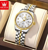 OLEVS Montre à quartz de luxe 5526 - Montre femme étanche 3 ATM - Or blanc