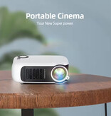 AUN Mini projecteur A2000 - 1000 lumens - Projecteur à effet miroir, lecteur multimédia domestique - Noir