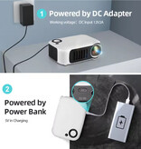 AUN Mini projecteur A2000 - 1000 lumens - Projecteur à effet miroir, lecteur multimédia domestique - Noir