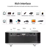 AUN Mini projecteur A2000 - 1000 lumens - Projecteur à effet miroir, lecteur multimédia domestique - Noir