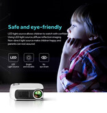 AUN Mini projecteur A2000 - 1000 lumens - Projecteur à effet miroir, lecteur multimédia domestique - Noir