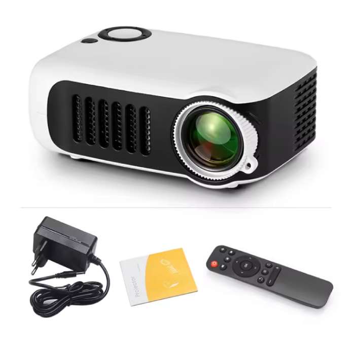 Miniproyector A2000 - 1000 lúmenes - Proyector con función de duplicación de pantalla y reproductor multimedia doméstico - Blanco
