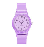 Stuff Certified® Zegarek Jelly dla kobiet - pasek silikonowy z mechanizmem kwarcowym - fioletowy