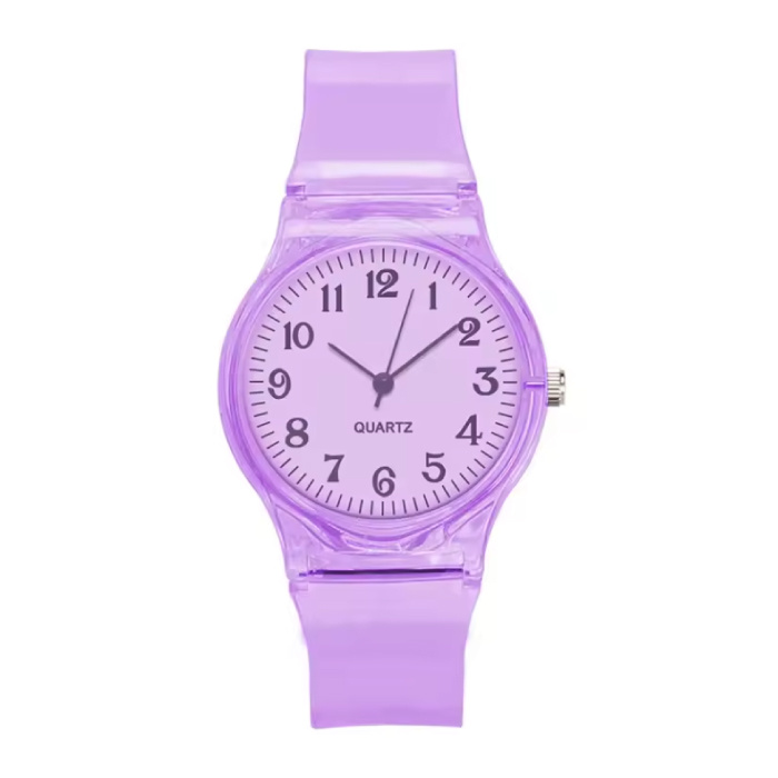 Jelly Armbanduhr für Damen – Quarzwerk, Silikonarmband – Lila