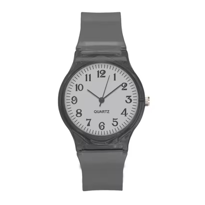Montre Jelly pour femme - Mouvement à quartz - Bracelet en silicone - Noir