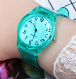 Stuff Certified® Jelly Armbanduhr für Damen – Quarzwerk, Silikonarmband – Grün