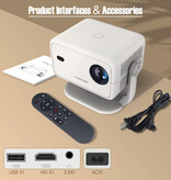 Magcubic Miniproyector L018 - 650 lúmenes ANSI - Proyector con función de duplicación de pantalla y reproductor multimedia doméstico - Blanco