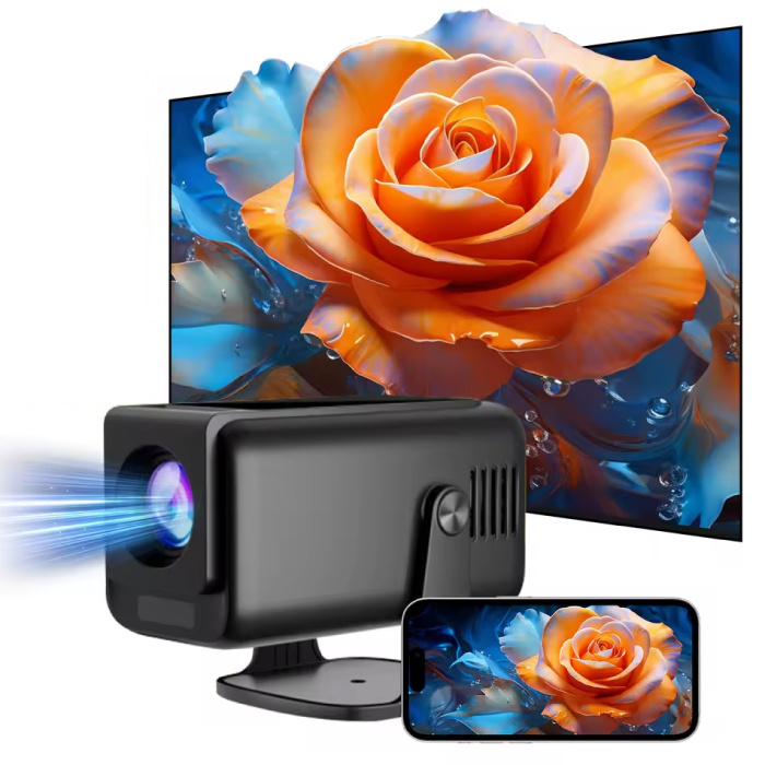 Salange Mini projecteur HP320 - 390 lumens ANSI - Lecteur multimédia domestique avec mise en miroir d'écran - Noir