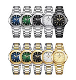 Poedagar Orologio al quarzo quadrato di lusso - Impermeabile 3 ATM, luminoso, da uomo, da donna, unisex, in acciaio inossidabile - Oro verde