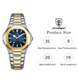 Poedagar Luxury Square Quartz Watch - 3 ATM Waterproof Luminous Men Women Unisex Stainless Steel - Gold