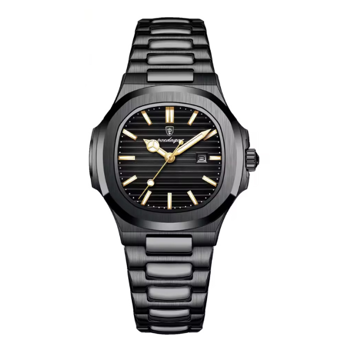 Luxury Square Quartz Watch - 3 ATM Waterproof Luminous Men Women Unisex Stainless Steel - Gold