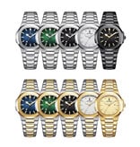 Poedagar Luxe Vierkant Kwarts Horloge - 3 ATM Waterdicht Lichtgevend Heren Dames Unisex Roestvrij Staal - Zilver Blauw