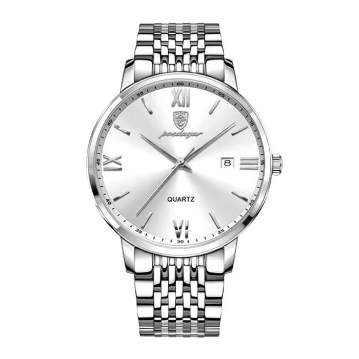 Luxe Sport Kwarts Horloge - 3 Bar Waterdicht Lichtgevend Herenhorloge Roestvrij Staal - Zilver Wit