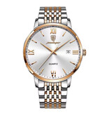 Poedagar Luxury Sports Quartz Watch - 3 Bar Waterproof Luminous Men's Watch Stainless Steel - Rose Gold White