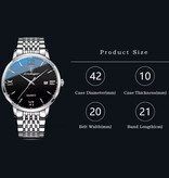 Poedagar Luxus Sport Quarzuhr - 3 Bar Wasserdicht Leuchtend Herrenuhr Edelstahl - Silber Blau