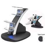 TECTINTER Estación de carga para mandos de PlayStation 5 - Base de carga PS5 con doble carga - Negra