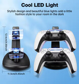 TECTINTER Estación de carga para mandos de PlayStation 5 - Base de carga PS5 con doble carga - Negra