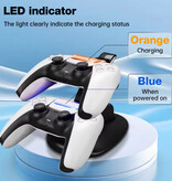 TECTINTER Estación de carga para mandos de PlayStation 5 - Base de carga PS5 con doble carga - Negra