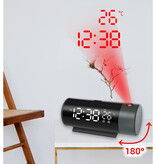 Stuff Certified® Digitale Wekker met Projectie - Alarm Klok Temperatuur LED Rotatieprojectie - Zwart