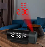 Stuff Certified® Digitale Wekker met Projectie - Alarm Klok Temperatuur LED Rotatieprojectie - Zwart