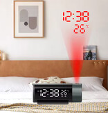 Stuff Certified® Digitaler Wecker mit Projektion - Wecker Temperatur LED Rotation Projektion - Schwarz