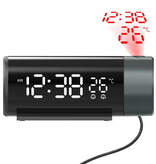 Stuff Certified® Digitale Wekker met Projectie - Alarm Klok Temperatuur LED Rotatieprojectie - Zwart