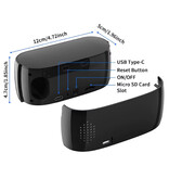 CUGUU Budzik z kamerą - Zegar 4K WiFi - Inteligentne zabezpieczenia domu Wizja nocna Detekcja ruchu - Czarny