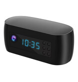 CUGUU Budzik z kamerą - Zegar 4K WiFi - Inteligentne zabezpieczenia domu Wizja nocna Detekcja ruchu - Czarny