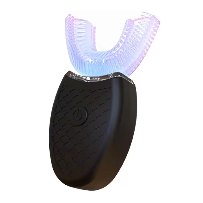 BALASHOV Cepillo de dientes sónico tipo U - Cabezal de silicona eléctrico de 360° - Negro