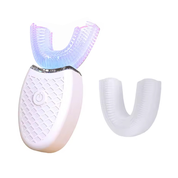 BALASHOV Sonic U-Type Toothbrush with Extra Head - Electric 360° Silicone Head - White