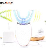BALASHOV Cepillo de dientes sónico tipo U con cabezal adicional - Cabezal de silicona eléctrico de 360° - Negro
