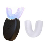 BALASHOV Cepillo de dientes sónico tipo U con cabezal adicional - Cabezal de silicona eléctrico de 360° - Negro