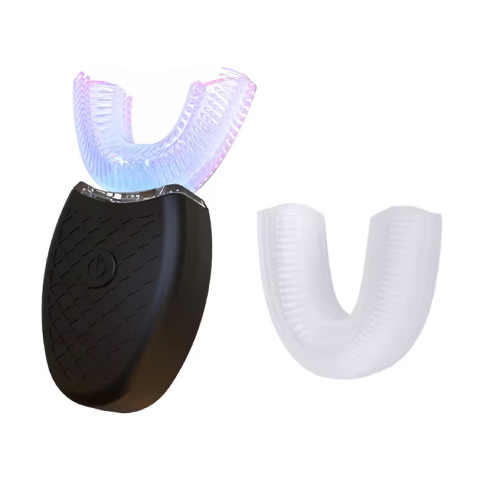 BALASHOV Sonic U-Type Toothbrush with Extra Head - Electric 360° Silicone Head - Black