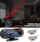 Virwir Camera Alarm Clock - 1080p WiFi Clock with Laser Projection - Smart Home Security Night Vision Motion Detection - Black