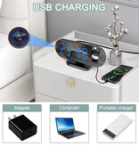 Virwir Camera Alarm Clock - 1080p WiFi Clock with Laser Projection - Smart Home Security Night Vision Motion Detection - Black