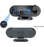 Virwir Camera Alarm Clock - 1080p WiFi Clock with Laser Projection - Smart Home Security Night Vision Motion Detection - Black