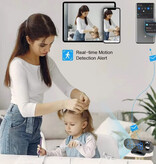 Virwir Camera Alarm Clock - 1080p WiFi Clock with Laser Projection - Smart Home Security Night Vision Motion Detection - Black