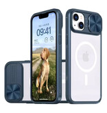 Stuff Certified® Etui z ładowaniem bezprzewodowym do iPhone'a 7 - z przesuwaną kamerą - Bumper Cover do Magsafe - Niebieski