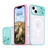 Stuff Certified® Draadloos Opladen Hoesje voor iPhone 8 - met Camera Slide  -  Bumper Cover voor Magsafe - Roze Blauw