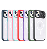 Stuff Certified® Wireless Charging Case for iPhone SE (2020) - with Camera Slide - Bumper Cover for Magsafe - Blue Pink