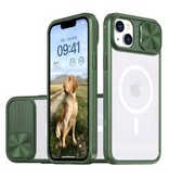 Stuff Certified® Draadloos Opladen Hoesje voor iPhone SE (2022) - met Camera Slide  -  Bumper Cover voor Magsafe - Groen