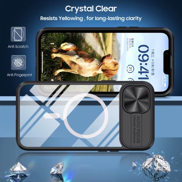 Stuff Certified® Wireless Charging Case für iPhone 15 - mit Kamera-Schieberegler - Bumper Cover für Magsafe - Blau