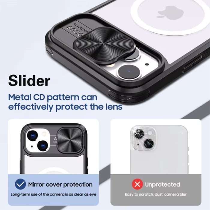 Stuff Certified® Wireless Charging Case für iPhone 15 - mit Kamera-Schieberegler - Bumper Cover für Magsafe - Blau