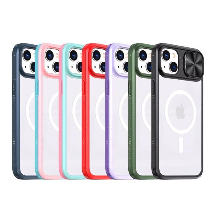 Stuff Certified® Estuche de carga inalámbrica para iPhone 14 Pro Max - Con deslizador para cámara - Protección Magsafe - Verde