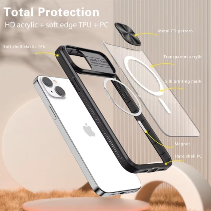 Stuff Certified® Estuche de carga inalámbrica para iPhone 14 Pro Max - Con deslizador para cámara - Protección Magsafe - Verde